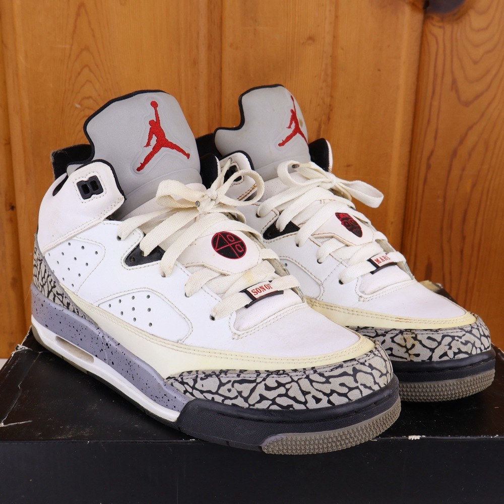 Air Jordan Son Of Mars Basketball Shoes White Cement/Gray 580604-101 Sz 6 Y US